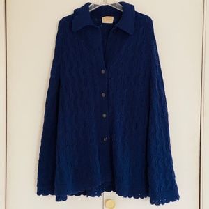 VTG I 70s I Sturbridge Navy Blue Acrilan Cable Knit Poncho I Cable Cape